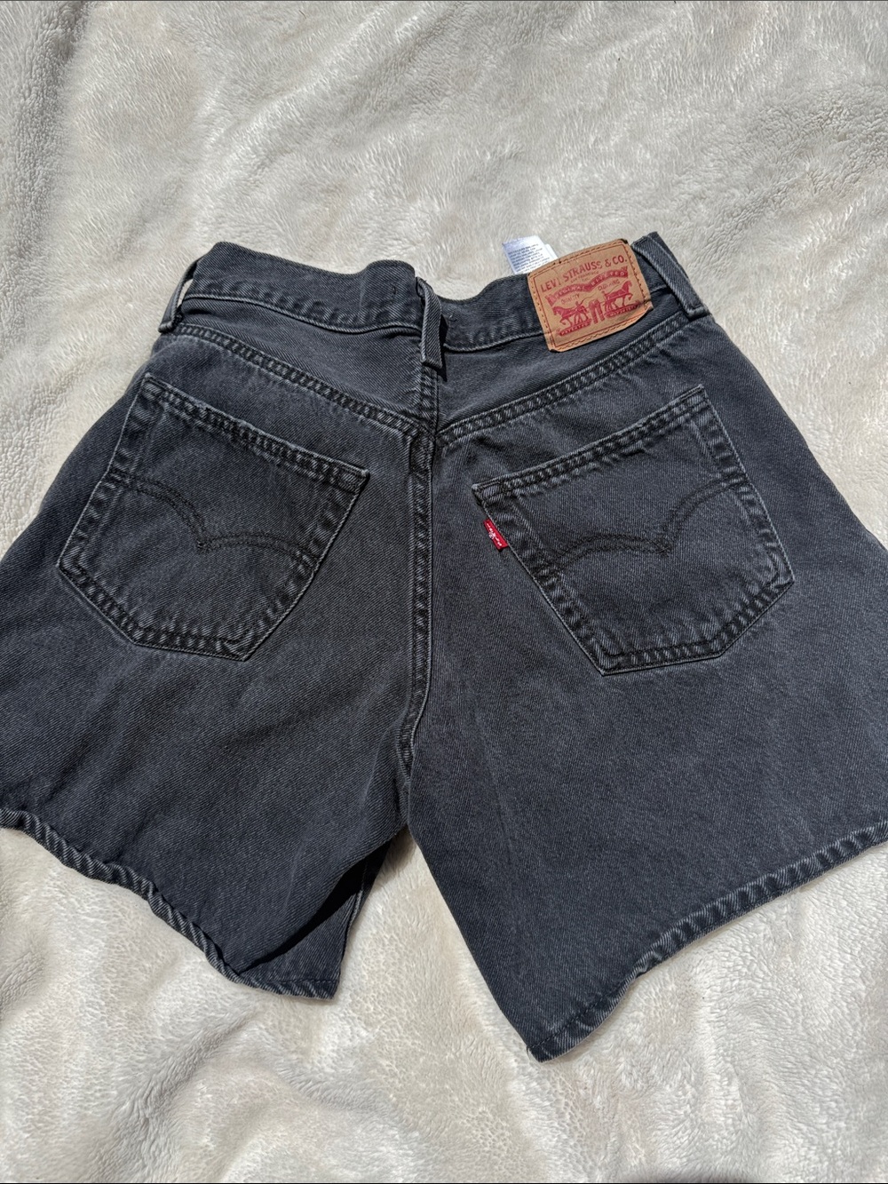 Levi's Black Washed Denim High-Rise Shorts